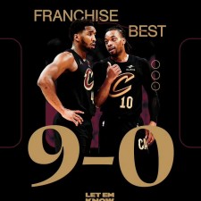 Die Cavaliers haben mit 9 Siegen und 0 Niederlagen den besten Start in ihrer 55-jährigen Geschichte hingelegt